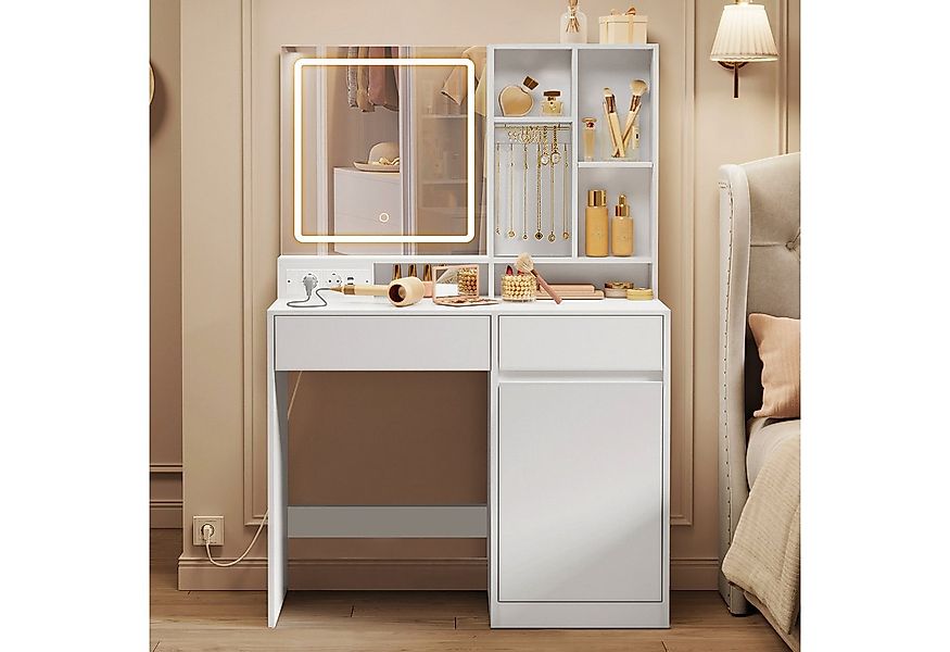 VASAGLE Schminktisch Frisiertisch (mit LED-Beleuchtung, Steckdosenleiste, F günstig online kaufen