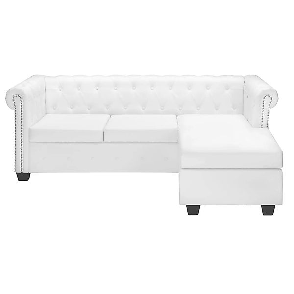vidaXL Chesterfield Sofa in L-Form Kunstleder Weiß günstig online kaufen
