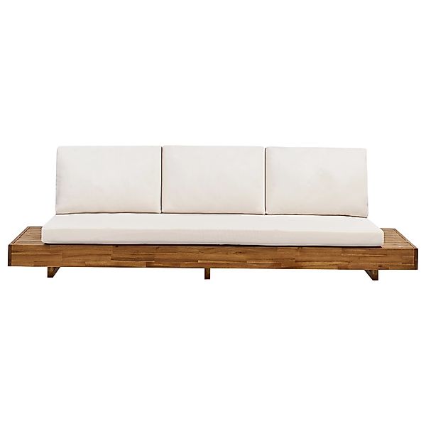 Beliani Gartensofa Heller Holzfarbton Weiss 68x230x70 günstig online kaufen