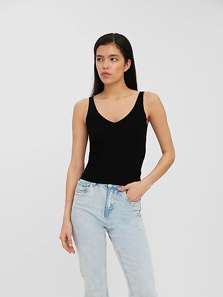 Vero Moda Shirttop Einfarbig Geripptes Struktur Top mit V-Ausschnitt VMGLOR günstig online kaufen