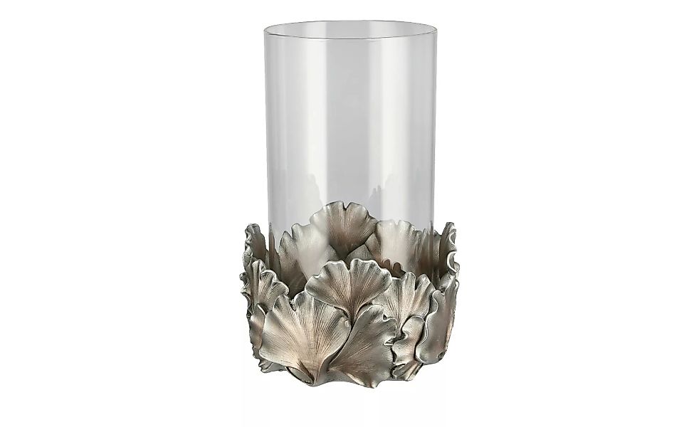 Windlicht  Ginkgo - silber - Polyresin (Kunstharz), Glas - 14,8 cm - Dekora günstig online kaufen
