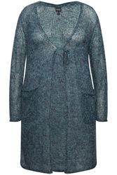 Ulla Popken Strickjacke Long-Strickjacke Bindeband V-Ausschnitt günstig online kaufen