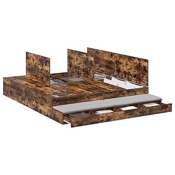 vidaXL Bett Stauraumbettgestell Rauch-Eiche 200x200 cm (1-tlg) günstig online kaufen