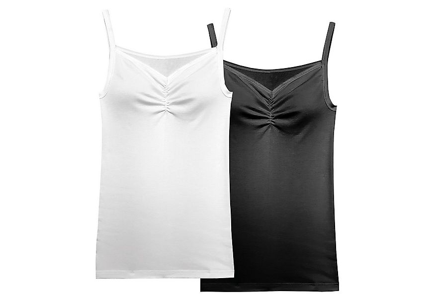 HERMKO Achseltop 551513 Trägerhemd mit Dekolleté Raffung hergestellt in EU günstig online kaufen