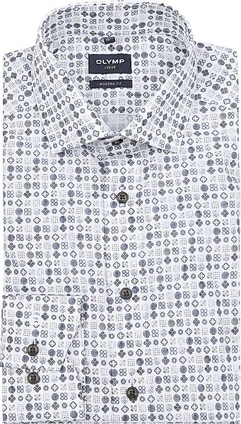 OLYMP Luxor Hemd Druck Weiß Beige - Größe 41 günstig online kaufen