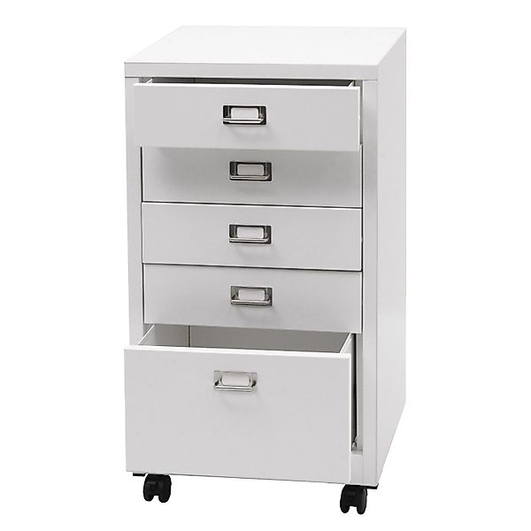 PROREGAL Rollcontainer 75x40x41cm Metall 5 Schubladen Weiß günstig online kaufen