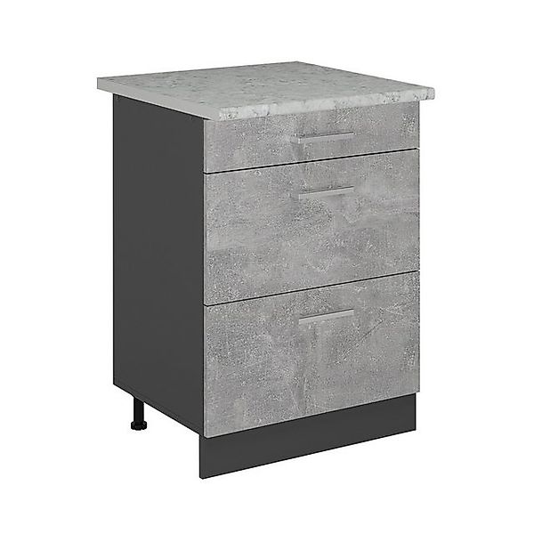 Vicco Unterschrank R-Line, Beton/Anthrazit, 60 cm mit Schubladen, AP Marmor günstig online kaufen