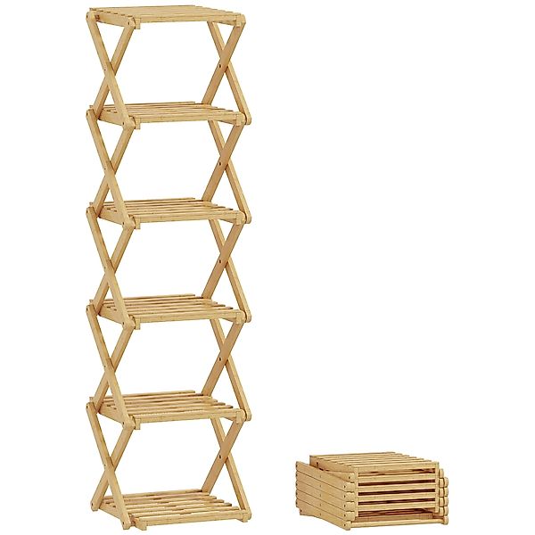 HOMCOM Schuhregal, klappbar Schuhständer mit 6 Ebenen aus Bambus, für max. günstig online kaufen