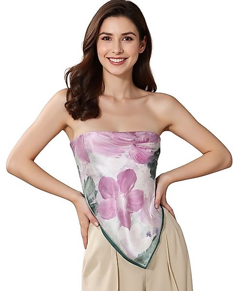 MayTree Seidentuch quadratisch 70x70, Frühlingsblüte, grün lila, (Stück), 1 günstig online kaufen