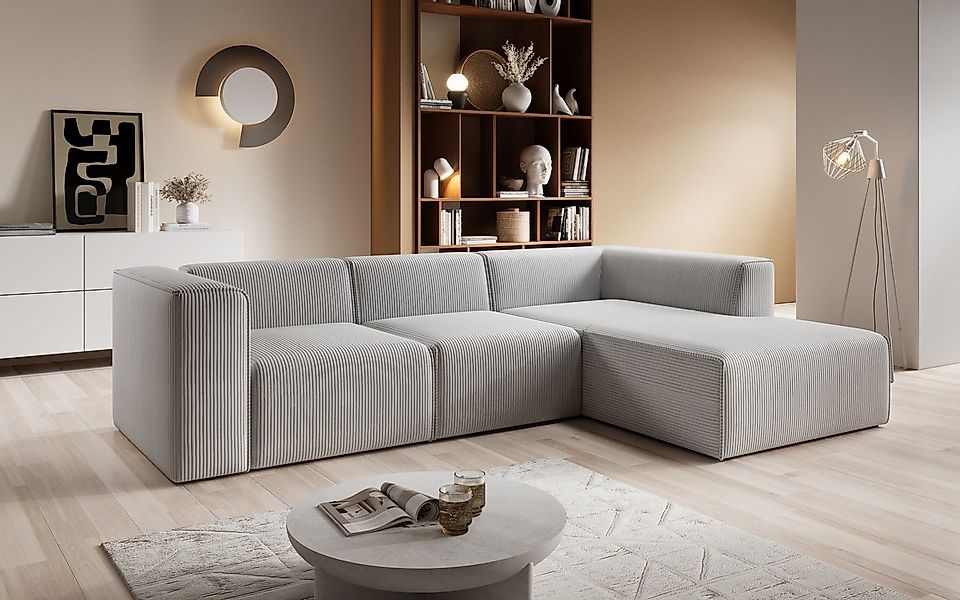 PROMETO Möbel Ecksofa FUEGO - weiches und bequemes Sofa aus Cord-Stoff günstig online kaufen