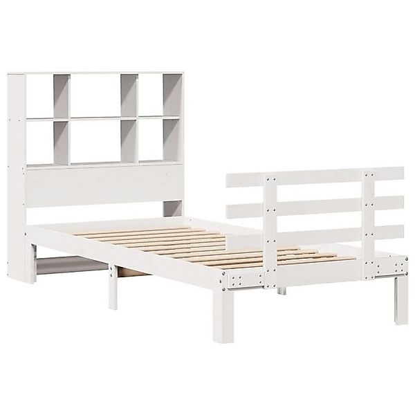 vidaXL Bett Massivholzbett mit Regal ohne Matratze Weiß 90x200 cm Kiefer günstig online kaufen