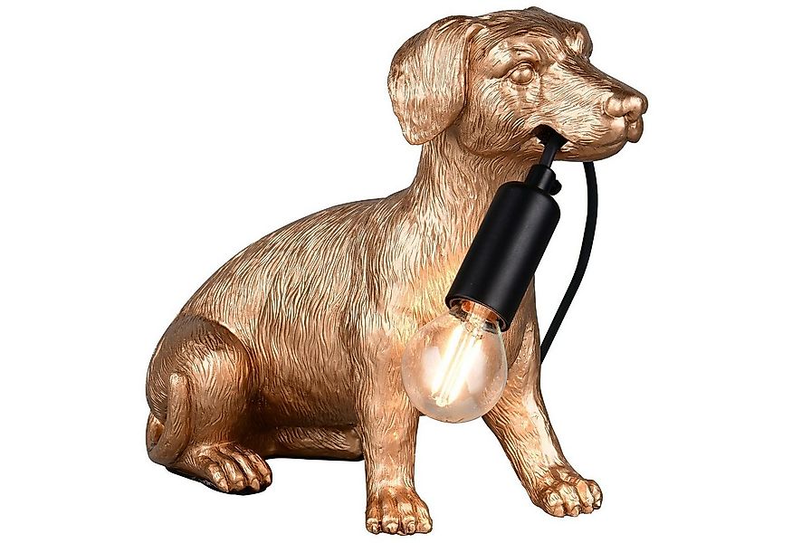 Reality Leuchten Tischleuchte RUDI, Goldgelb, Kunststoff, ohne Leuchtmittel günstig online kaufen