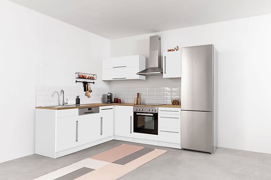 KOCHSTATION Winkelküche "Samos", mit E-Geräten, Stellbreite 220/220 cm günstig online kaufen