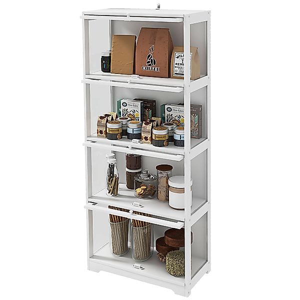 HOMCOM Vitrine für Sammler Buffet Wohnzimmer Aufbewahrungsmöbel mit 4 Ebene günstig online kaufen