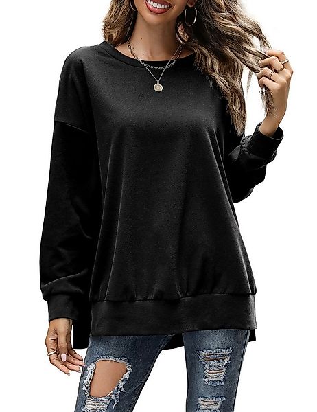 Beluring Langarmshirt Damen Langarmshirt Rundhals mit Seitenschlitzen, Lock günstig online kaufen