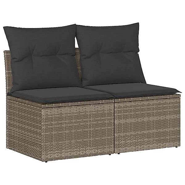 vidaXL 2-Tlg Garten-Sofagarnitur mit Kissen Grau Poly Rattan Akazie 3325246 günstig online kaufen