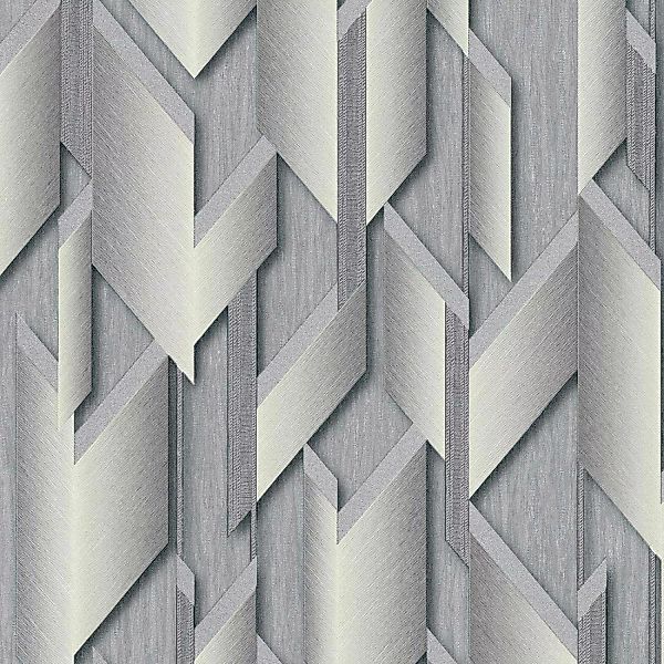 Bricoflor Geometrische Vliestapete in Silber Grau Grafik Tapete mit 3D Effe günstig online kaufen