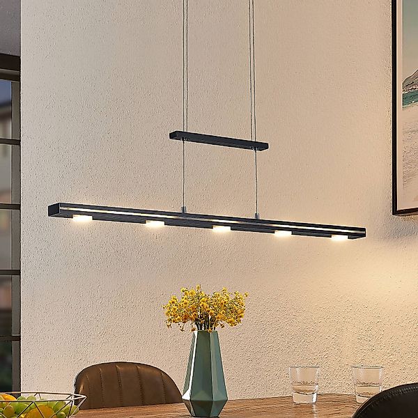 Lindby Naiara LED-Hängelampe, höhenverst., schwarz günstig online kaufen