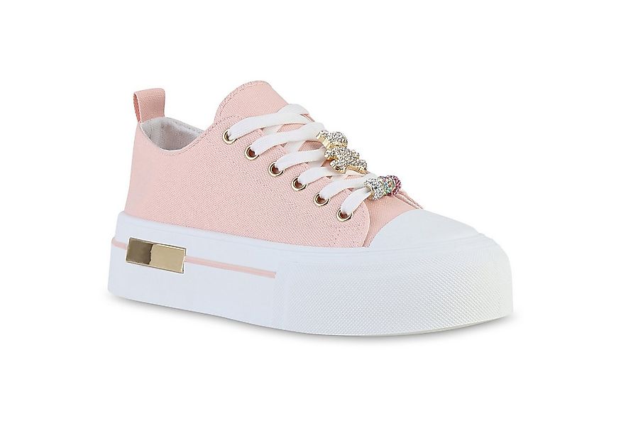 VAN HILL 841715 Plateausneaker Damen Plateau Sneaker Schnürer Strass Zierpe günstig online kaufen