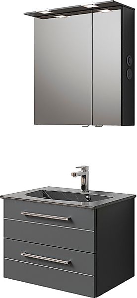 Saphir Badmöbel-Set »Serie 6025 2-teilig Mineralmarmor-Waschtisch mit LED-S günstig online kaufen