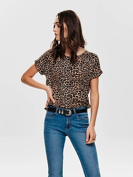 ONLY Kurzarmshirt "ONLMOSTER – Shirt mit Animal-Print und lockerem Schnitt" günstig online kaufen