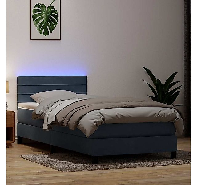 vidaXL Boxspringbett, Boxspringbett mit Matratze Dunkelgrau 90x220 cm Samt günstig online kaufen