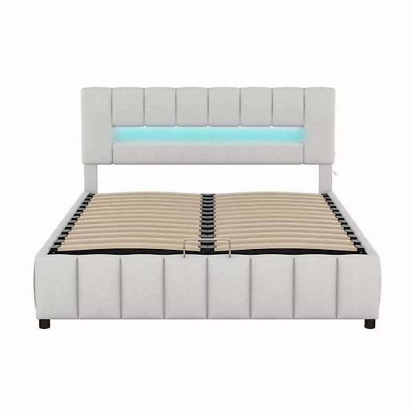 DOPWii Bett 180x200cm Doppelbett,Familienbett,Plattformbett mit LED-Beleuch günstig online kaufen