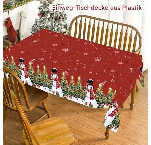 Montegoni Tischdecke Einweg Weihnachten 220x130cm, Schneemann & Tannenbaum günstig online kaufen