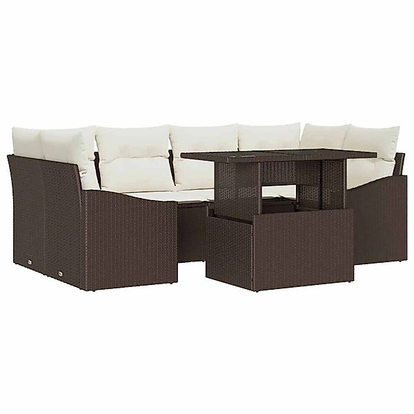 vidaXL Garten-Sofa-Set mit Speicher 7-Tlg Braun Poly Rattan 3357671 günstig online kaufen