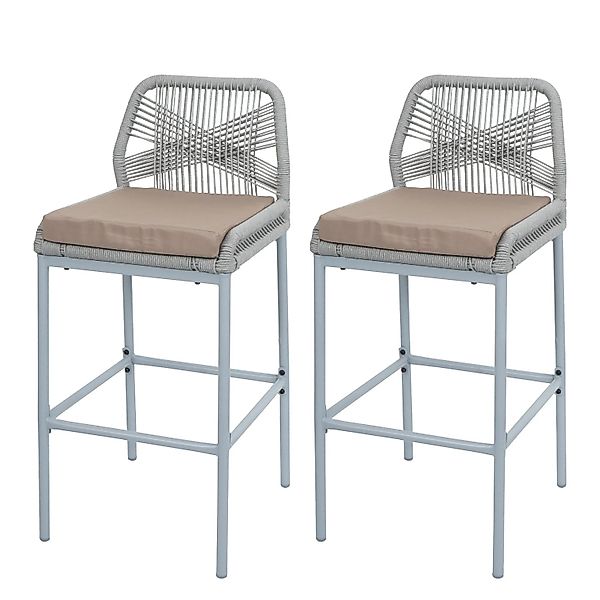 Proregal 2er-Set Rope-Barhocker HxBxT 101x45x52 cm Sitzhöhe 76cm Hellgrau K günstig online kaufen