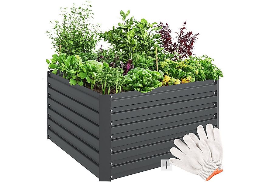 tectake Hochbeet Pflanzenkasten Blomma, 540l, verzinkt, 100x100x56cm, aus v günstig online kaufen