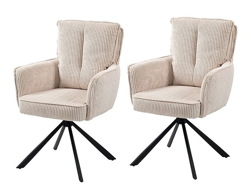 WOLF MÖBEL Esszimmerstuhl 2er-Set Drehstuhl Asher 180° creme - mit Rückstel günstig online kaufen