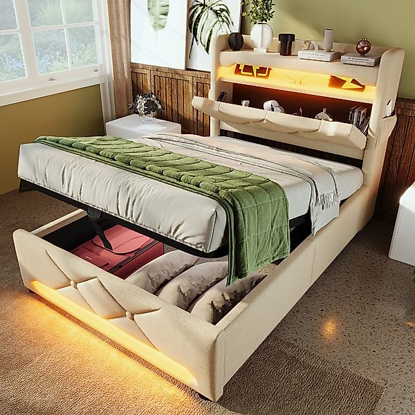 Odikalo Stauraumbett Polsterbett Jugendbett Einzelbett Hydraulik günstig online kaufen