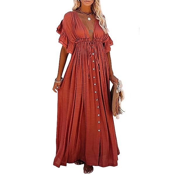 RWEUOQ Strandkleid Kimono Strandtunika Boho Maxikleid günstig online kaufen