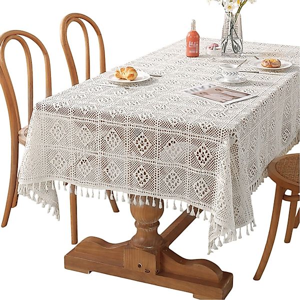 Refttenw Tischdecke Vintage Häkel Tischdecke mit günstig online kaufen