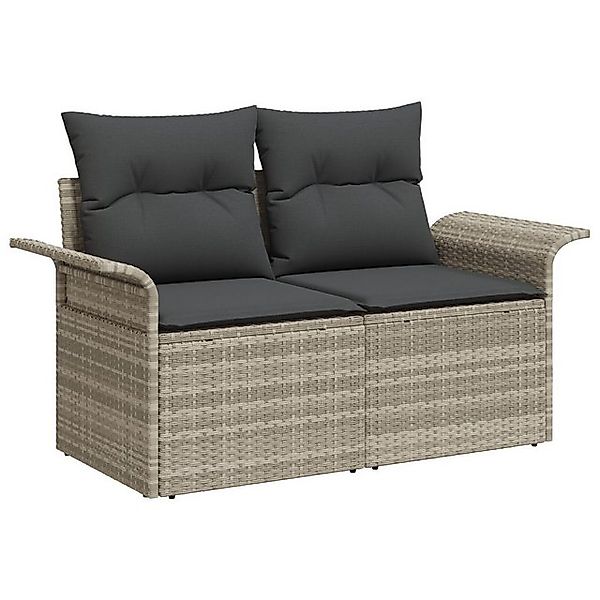 vidaXL Loungesofa Gartensofa 2-Sitzer mit Kissen Hellgrau Poly Rattan, 1 Te günstig online kaufen