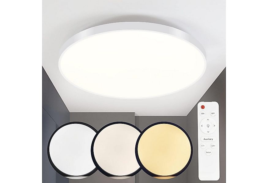 Nettlife LED Panel Schwarz Dimmbar Deckenlampe 37CM 3000-6500K Rund Flach, günstig online kaufen