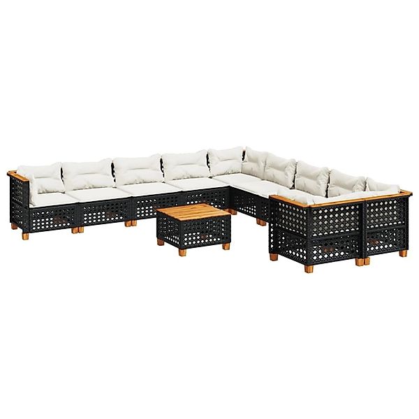 vidaXL 11-Tlg Garten-Sofagarnitur mit Kissen Schwarz Poly Rattan 3262052 günstig online kaufen