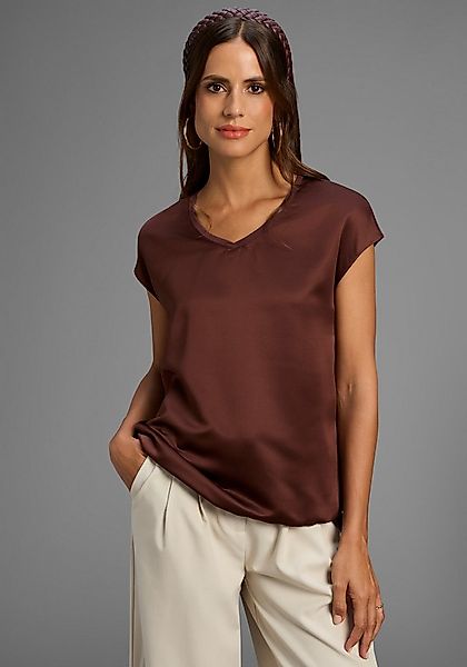 Laura Scott Shirtbluse Satin-Bluse mit Jersey-Rückenteil und Bindeband - NE günstig online kaufen