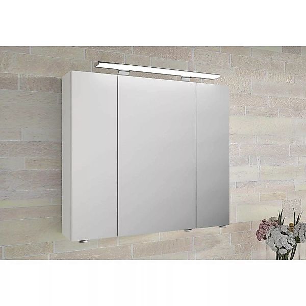 3-türiger Badezimmer Spiegelschrank FES-4010-66 mit Korpus in weiß glänzend günstig online kaufen
