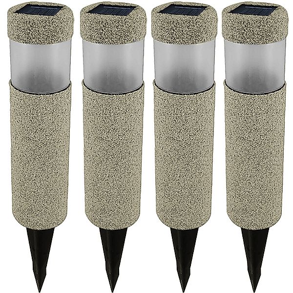 LED Solarleuchte 4er-Set Beige-Grau Steinoptik günstig online kaufen