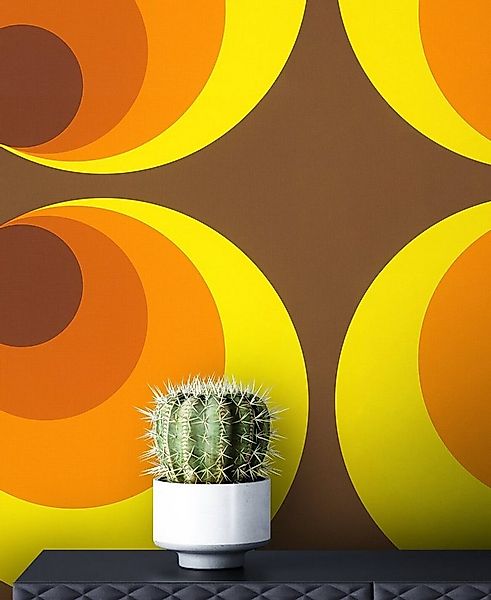 Newroom Vliestapete Amalia Tapete Mustertapete Grafisch,Kreise,70er, Braun günstig online kaufen