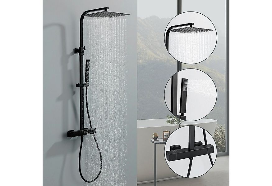 HOMELODY Duschsystem Duschset mit Thermostat 38℃ verstellbare Duschstange a günstig online kaufen