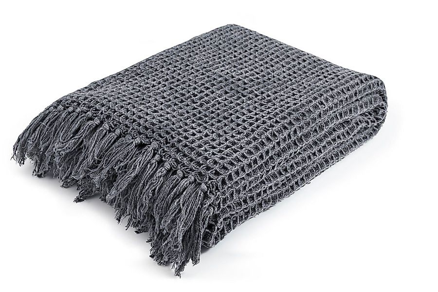 Wohndecke Waffle, mit langen Fransen, Kuscheldecke, günstig online kaufen