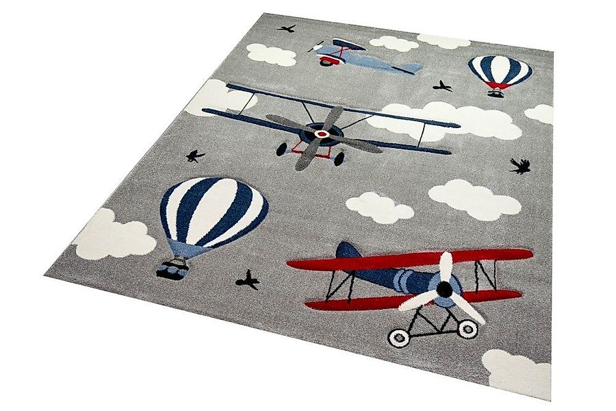 Carpetia Kinderteppich Teppich Kinderzimmer Flugzeuge Doppeldecker günstig online kaufen