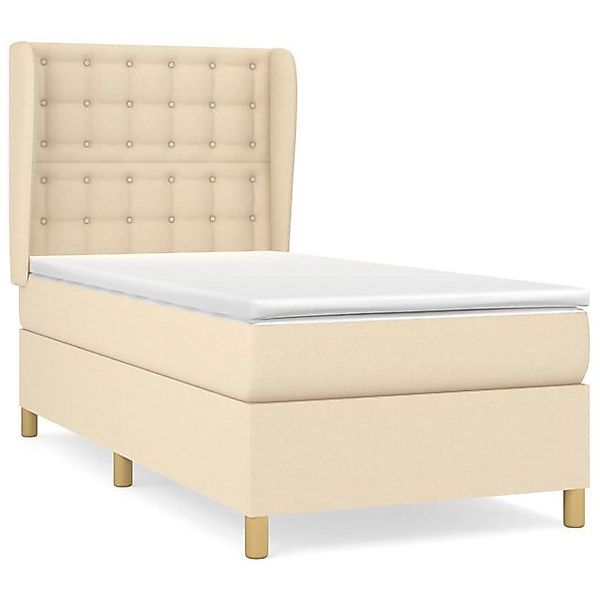 vidaXL Boxspringbett, Boxbett mit Matratze Creme 90x200 cm Stoff günstig online kaufen