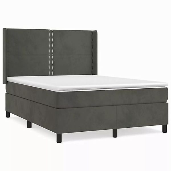 vidaXL Boxspringbett Boxspringbett mit Matratze Dunkelgrau 140x200 cm Samt günstig online kaufen