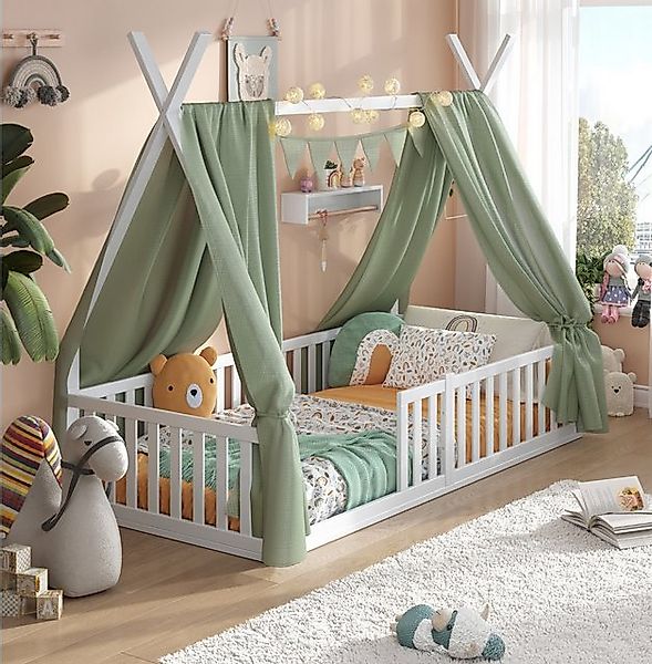 Alavya Home® Kinderbett Bodenbett SKY SET aus Buche – FSC® 100%, Deko & Mat günstig online kaufen