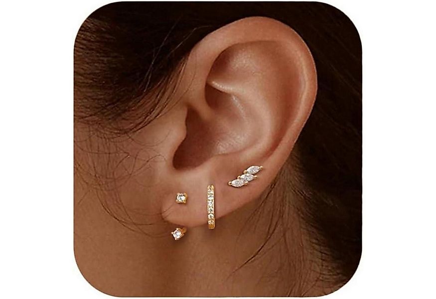 LuxusKollektion Ohrring-Set Ohrringe Set Silber 925 Damen 14 Karat Vergolde günstig online kaufen