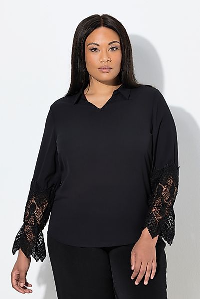 Ulla Popken Tunika Bluse Spitze Hemdkragen günstig online kaufen